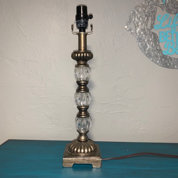Other - 3/$20 Lamp base with clear crystal balls & gold accents
